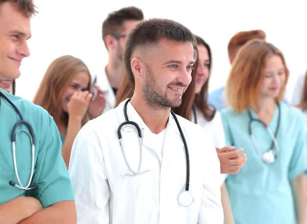 Group of diverse doctors applauding their joint success