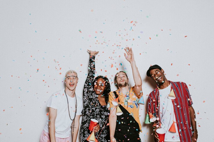 Photo a group of diverse friends celebrating at a party
