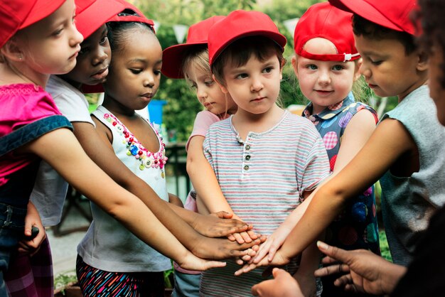 Group of Diverse Kids Hands Out Together Teamwork