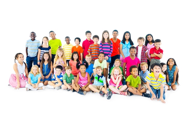 Group of diverse kids studio portrait