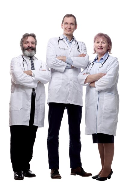 Group of diverse medical professionals isolated on a white