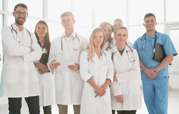 Group of diverse medical staff standing together