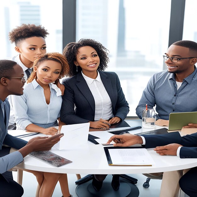 Group of diverse people having a business meeting ai generated