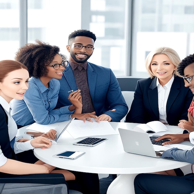 Group of diverse people having a business meeting ai generated