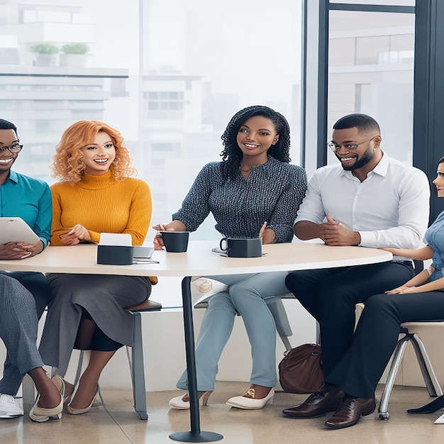 Group of diverse people having a business meeting ai generated