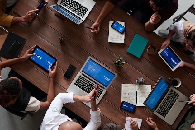 Group of diverse people having a business meeting