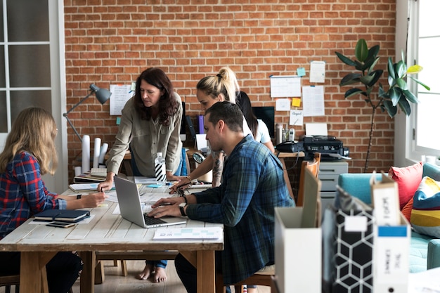 Group of diverse people having a meeting