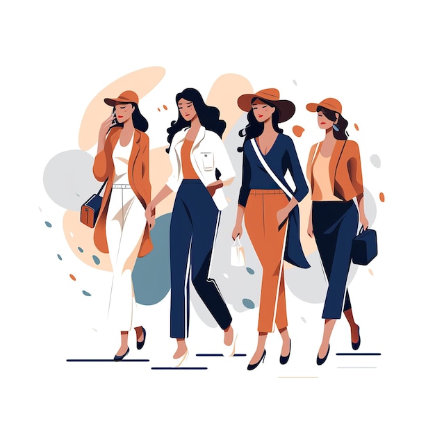 Photo group of diverse people standing together vector illustration in cartoon style