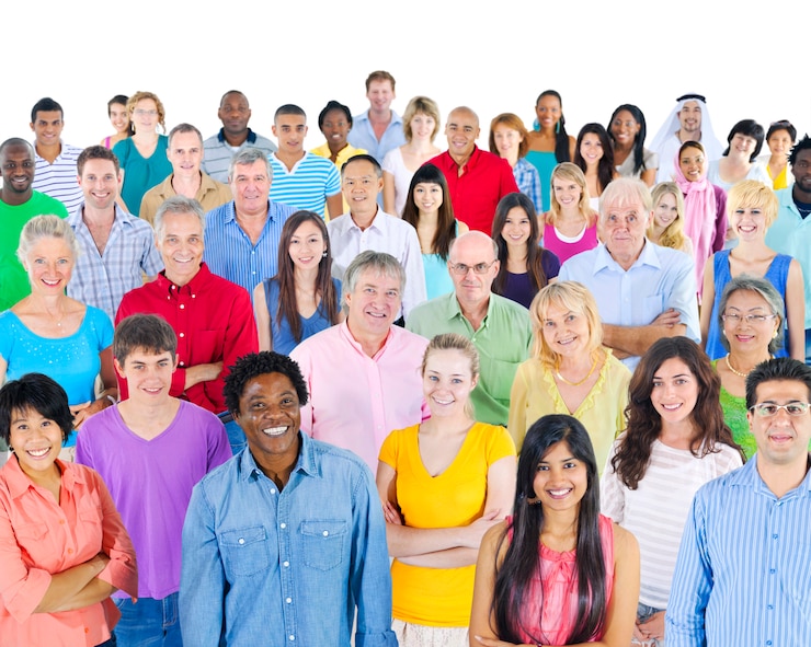 Photo group of diverse people studio