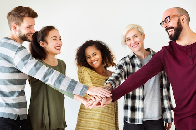 Group of diverse people together as a team