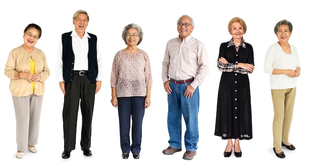 Group of Diverse Senior Adult People Set Studio Isolated