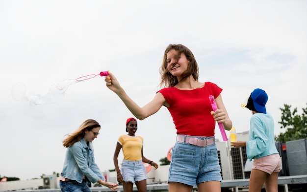 Group of diverse women having fun together