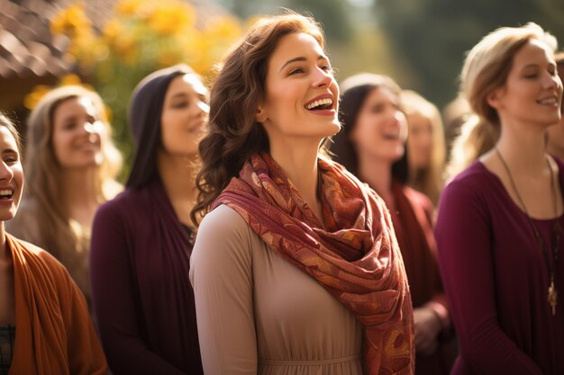 Photo group of diverse women smiling ideal for community engagement and social network projects