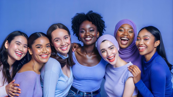 Photo group of diverse women smiling together