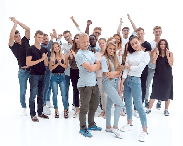 Group of diverse young people standing together