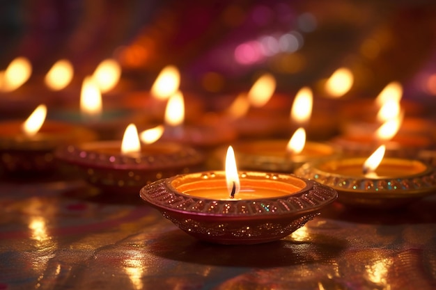 A group of diwali candles with the word diwali on them