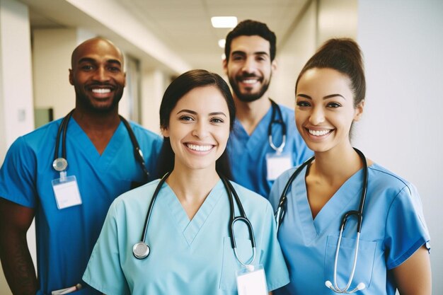 Photo a group of doctors are smiling and smiling