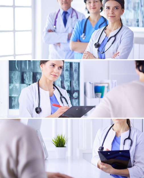 Group of doctors checking xrays in a hospital