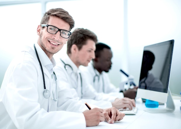 Group of doctors conducting laboratory studies