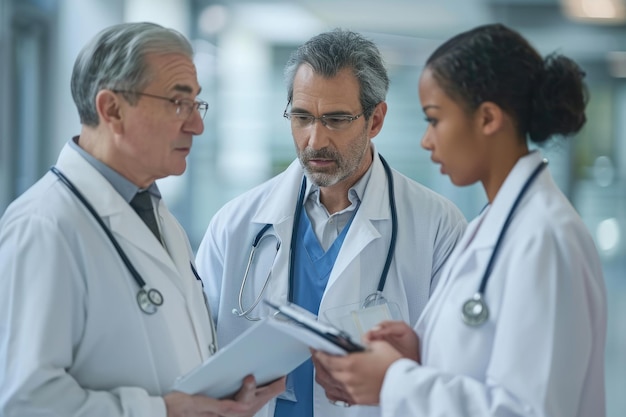 Group of Doctors Engaged in Discussion A team of doctors discussing a patients treatment AI Generated