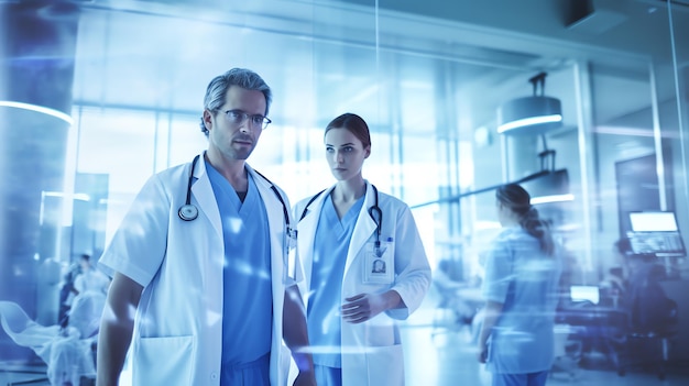 Photo a group of doctors in a hospital room