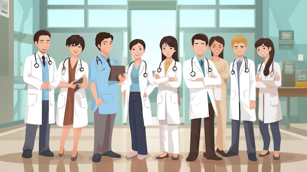 A group of doctors in a hospital