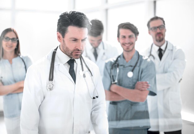 Group of doctors looking at the screen in the meeting room