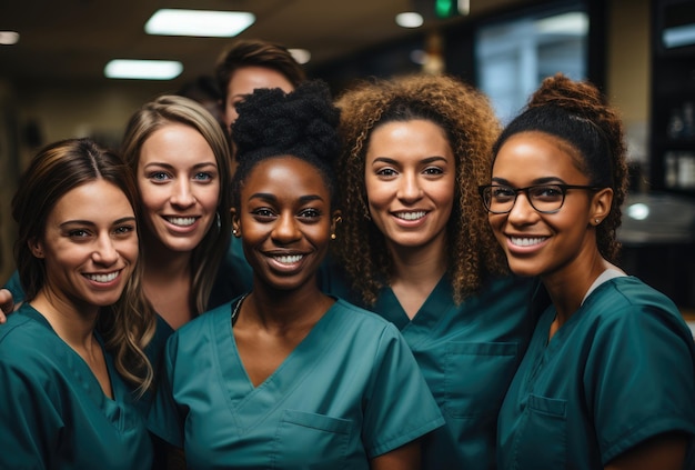 Группа врачей, мужчин и женщин, медсестер в форме в больнице