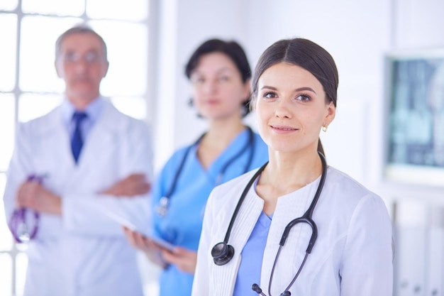 Group of doctors and nurses standing in the hospital accident and emergency department