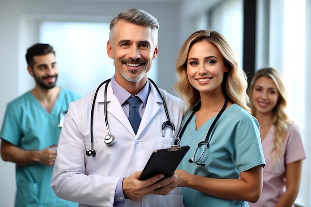 Group of doctors and nurses standing in the hospital