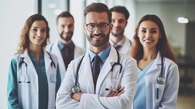 Group of doctors standing in hospital Happy doctors day