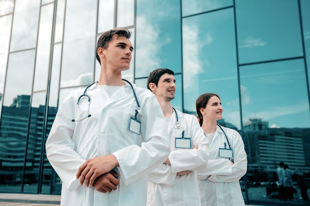 Group of doctors waiting for the ambulance to arrive