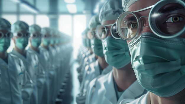 Group of Doctors Wearing Masks and Goggles