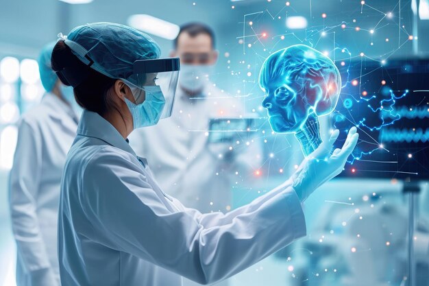Premium Photo | Group of Doctors in White Coats and Masks An AI