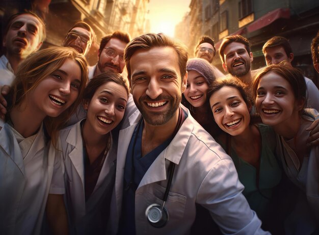 A group of doctors in white coats