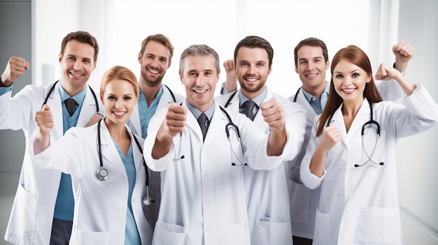 A group of doctors with thumbs up