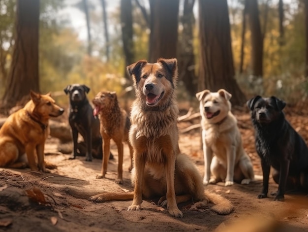 Group of Dog in natural habitat generative AI