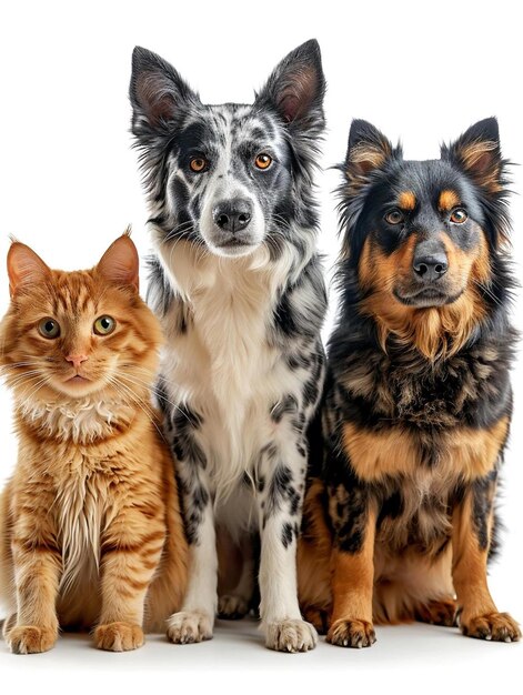 Photo a group of dogs and cats sitting next to each other