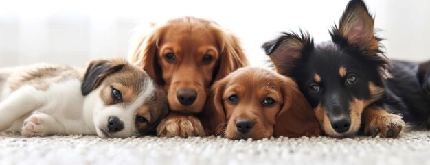 Group of Dogs Resting Together