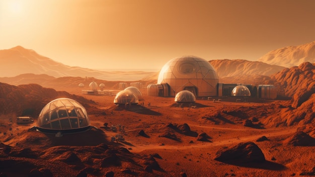 A group of domes sitting on top of a desert generative ai image