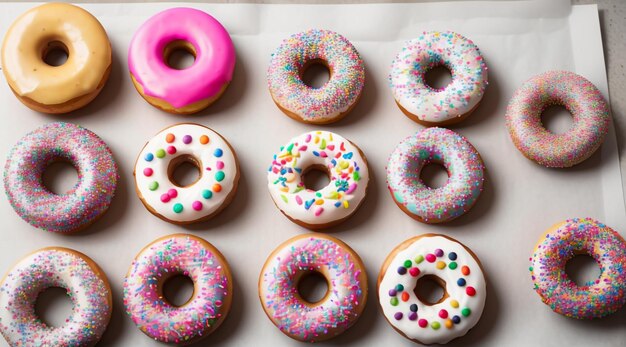 a group of donuts with sprinkles on a table