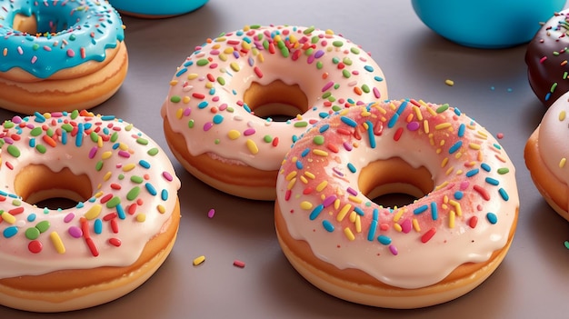 Group of donuts with vibrant sprinkles