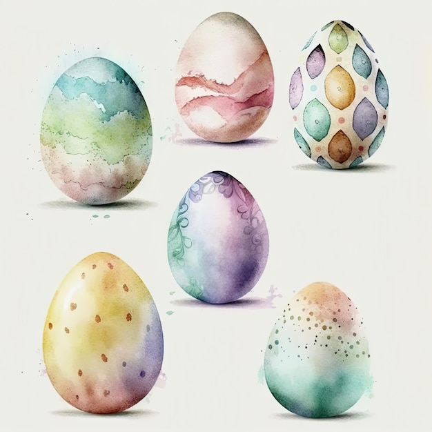 Photo a group of easter eggs with different colors.