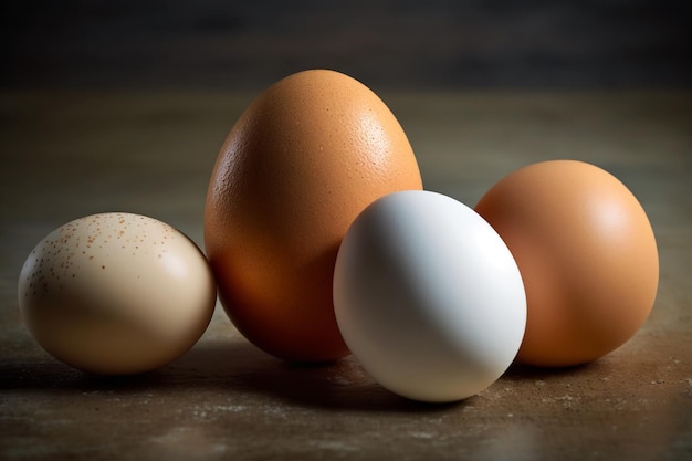 A group of eggs on a table with one that says'egg '