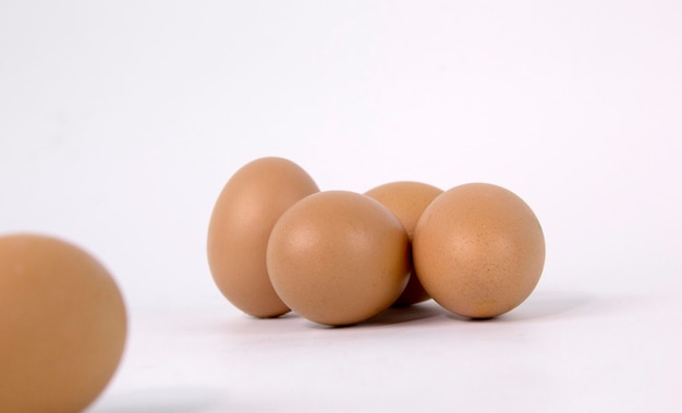 GROUP of eggs on white background