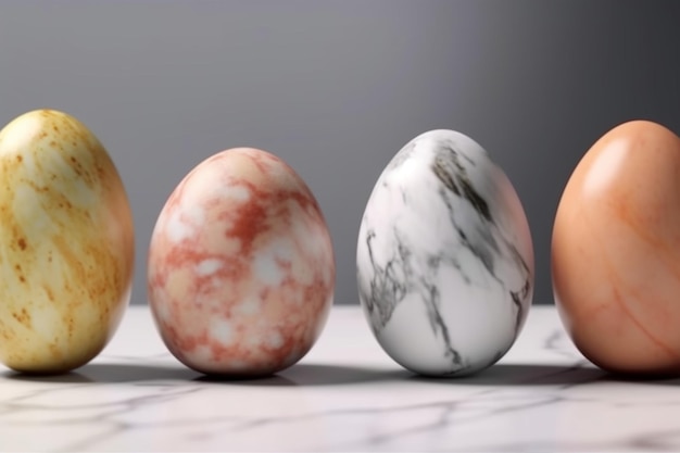 A group of eggs with a marble pattern