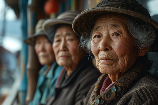 Foto gruppo di anziani asiatici