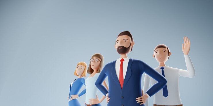Группа элитного бизнес-коллектива. Успех бизнес-концепции. 3d иллюстрация