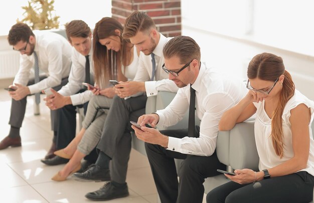 Group of employees is waiting for the start of a business meeting business concept