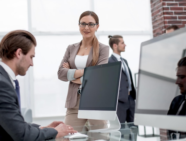 Group of employees in the workplace in the officeoffice weekdays